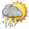 Lluvia débil con cielo parcialmente nuboso