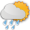 Cielos nubosos con lluvia moderada