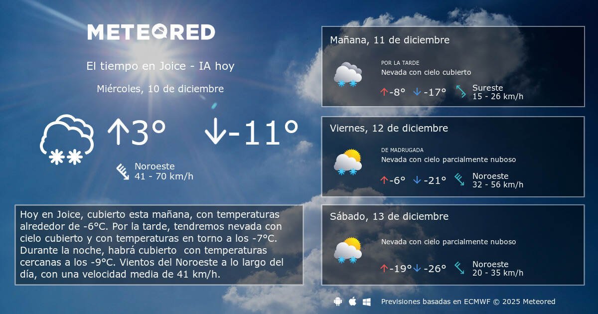 El Tiempo en Joice IA. Predicción a 14 días Meteored