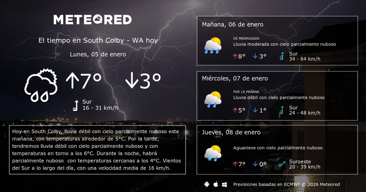 El Tiempo en South Colby WA. Predicción a 14 días Meteored