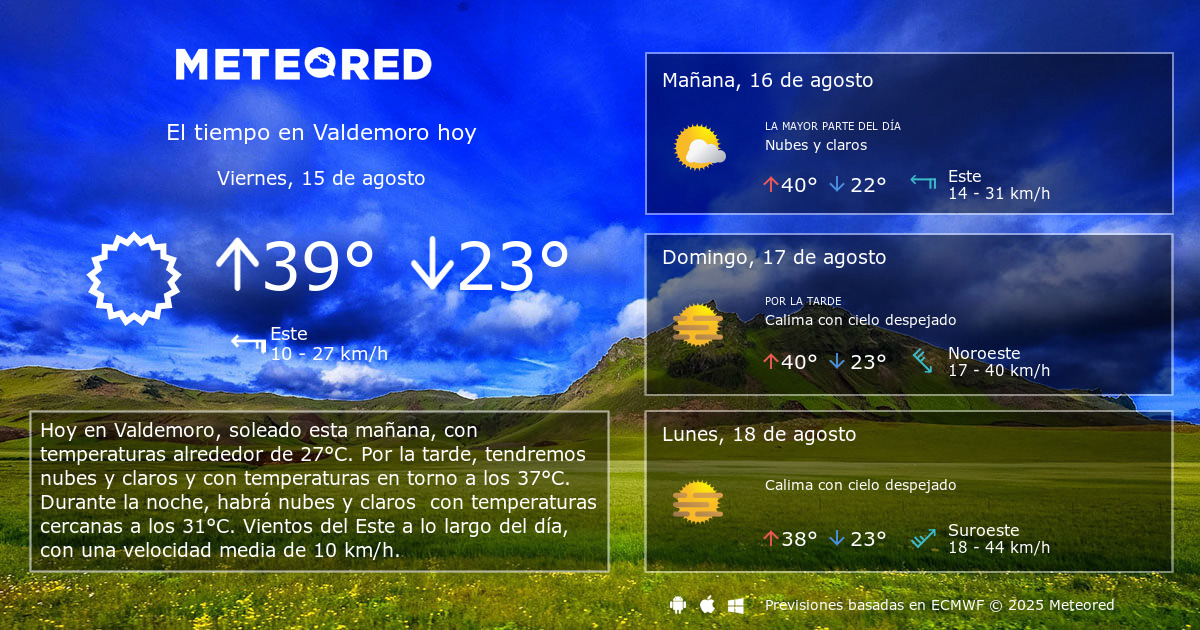 El Tiempo en Valdemoro. Predicción a 14 días - Meteored