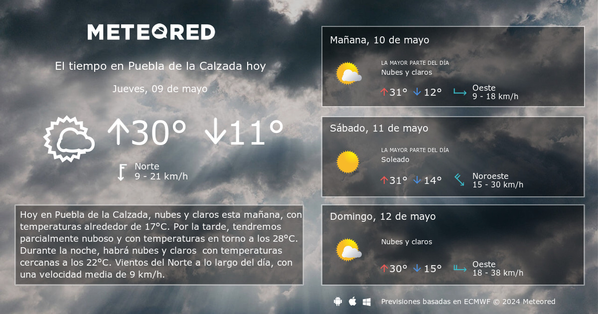 Persona enferma Mamá Tropical El Tiempo en Puebla de la Calzada. Predicción a 14 días - Meteored
