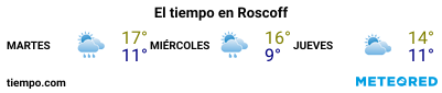 Previsión del tiempo en el puerto de Roscoff para los próximos 3 días