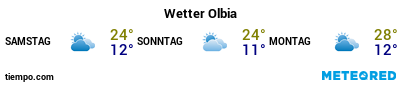 Wettervorhersage im Hafen von Olbia für die nächsten 3 Tage