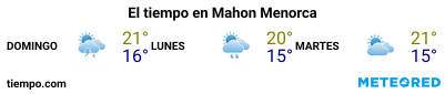 Previsió del temps en el port de Menorca (Maó) per als pròxims 3 dies
