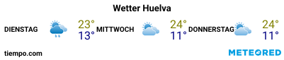 Wettervorhersage im Hafen von Huelva für die nächsten 3 Tage