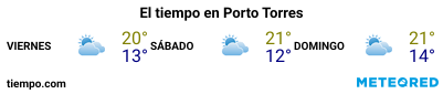 Previsión del tiempo en el puerto de Porto Torres (Cerdeña) para los próximos 3 días